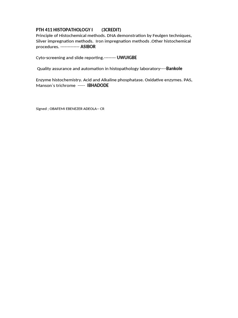PTH 411 Course Schedule | PDF