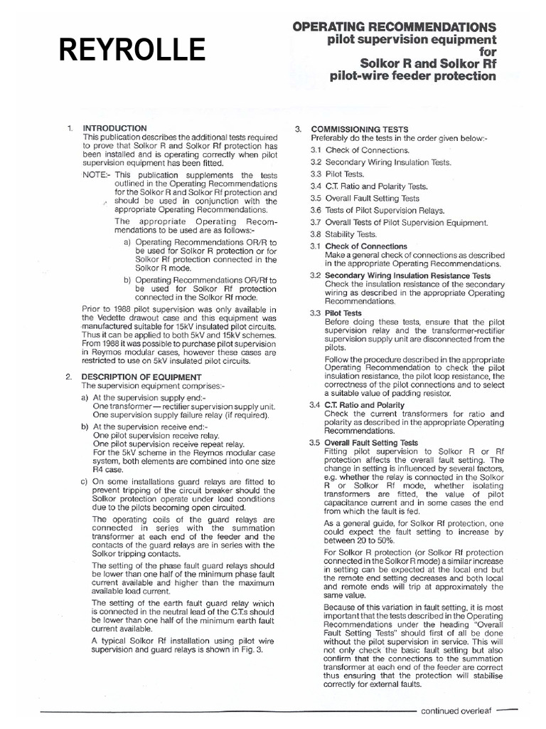 Solkor R and RF Pilot Supervision Equipment Oprecs | PDF
