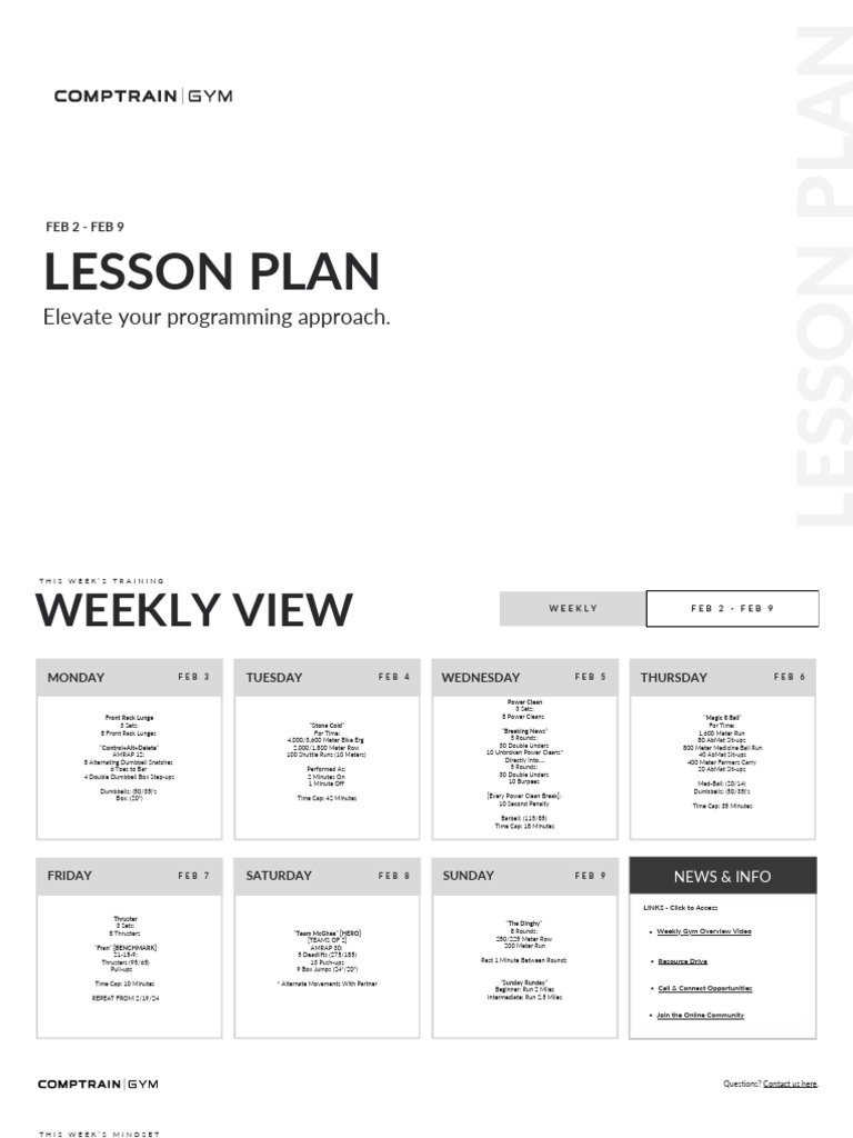 Weekly Programming: Feb 2-9 Workouts | PDF | Kettlebell | Physical Exercise