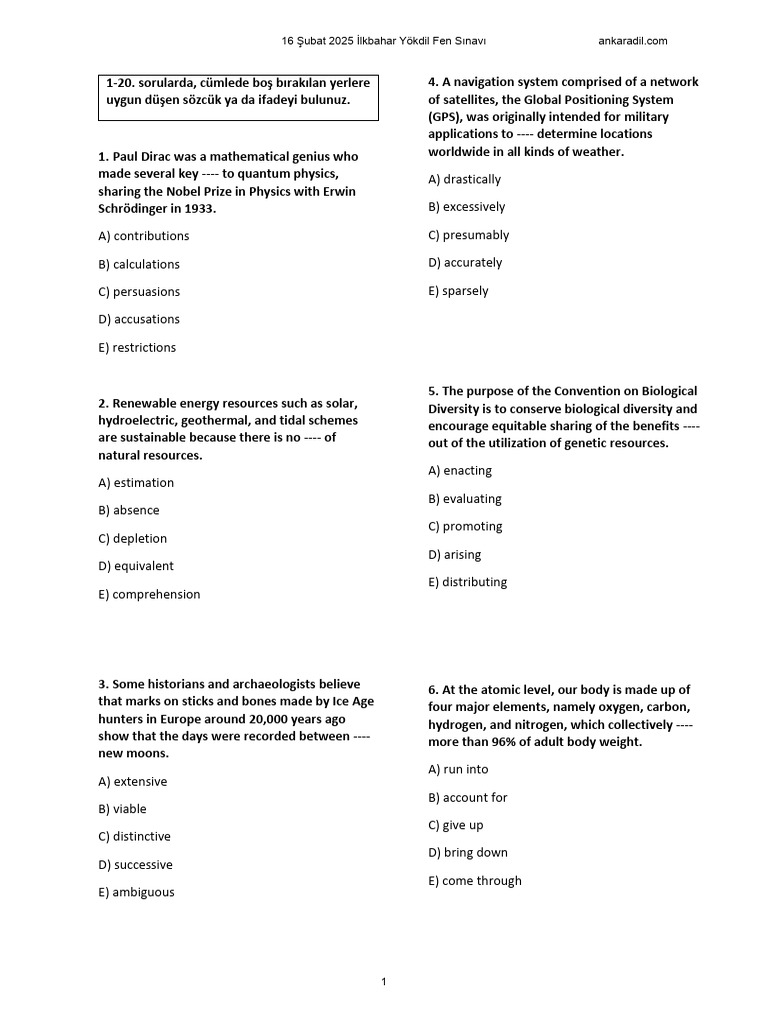 Vocabulary Exercise for Science Exam | PDF | Clock | Tide