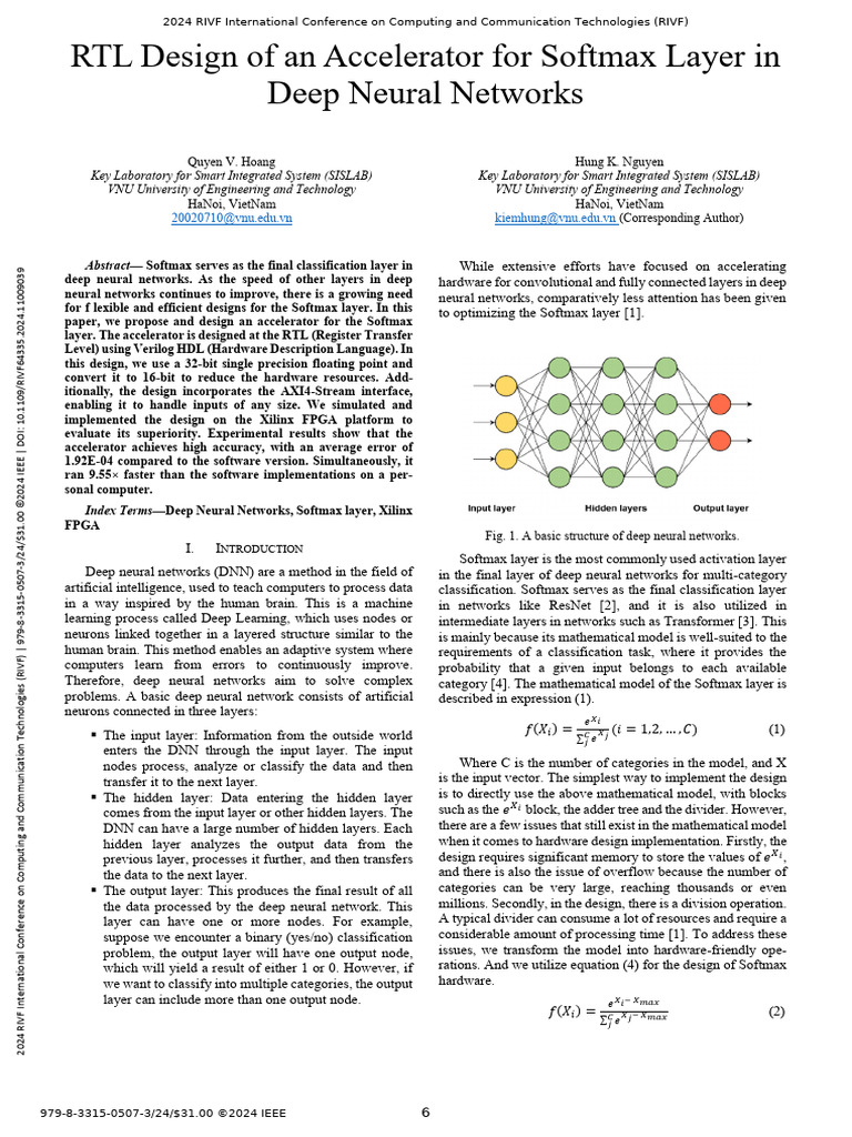 RTL Accelerator for Softmax Layer Design | PDF | Deep Learning ...