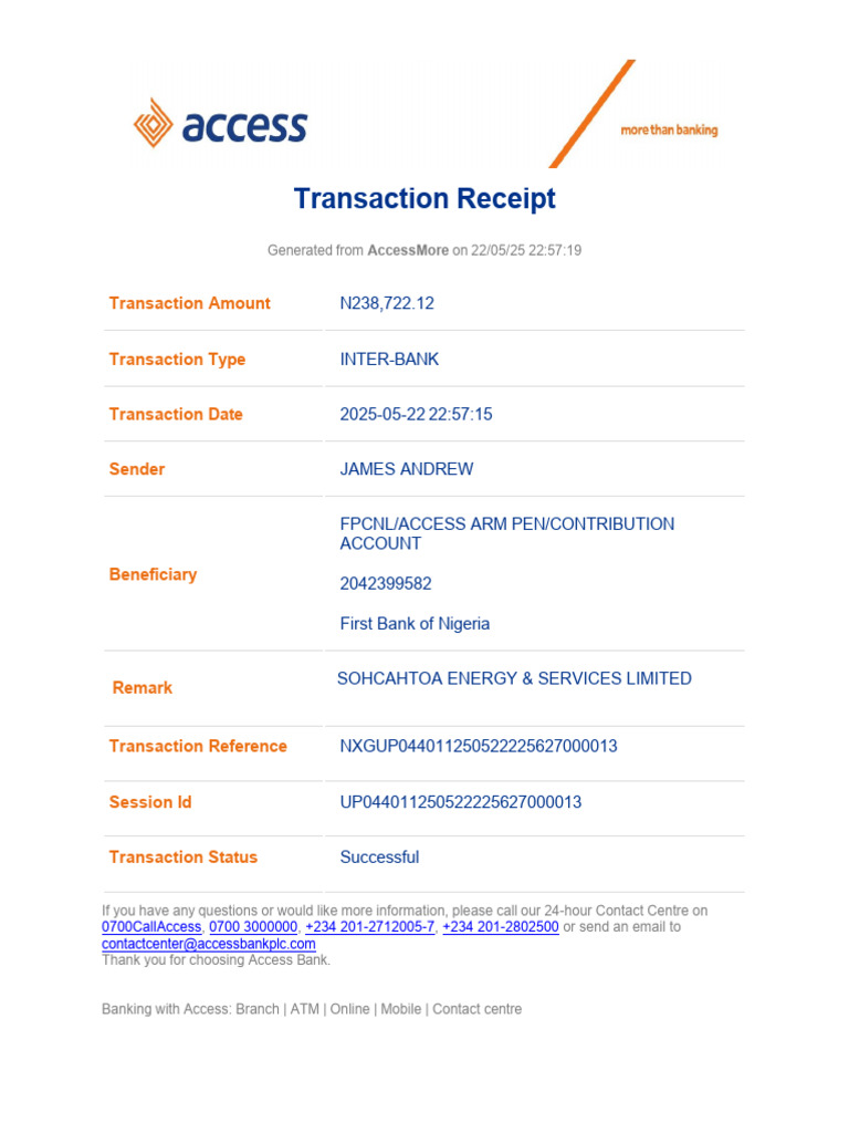 AccessMore Transaction Receipt Details | PDF