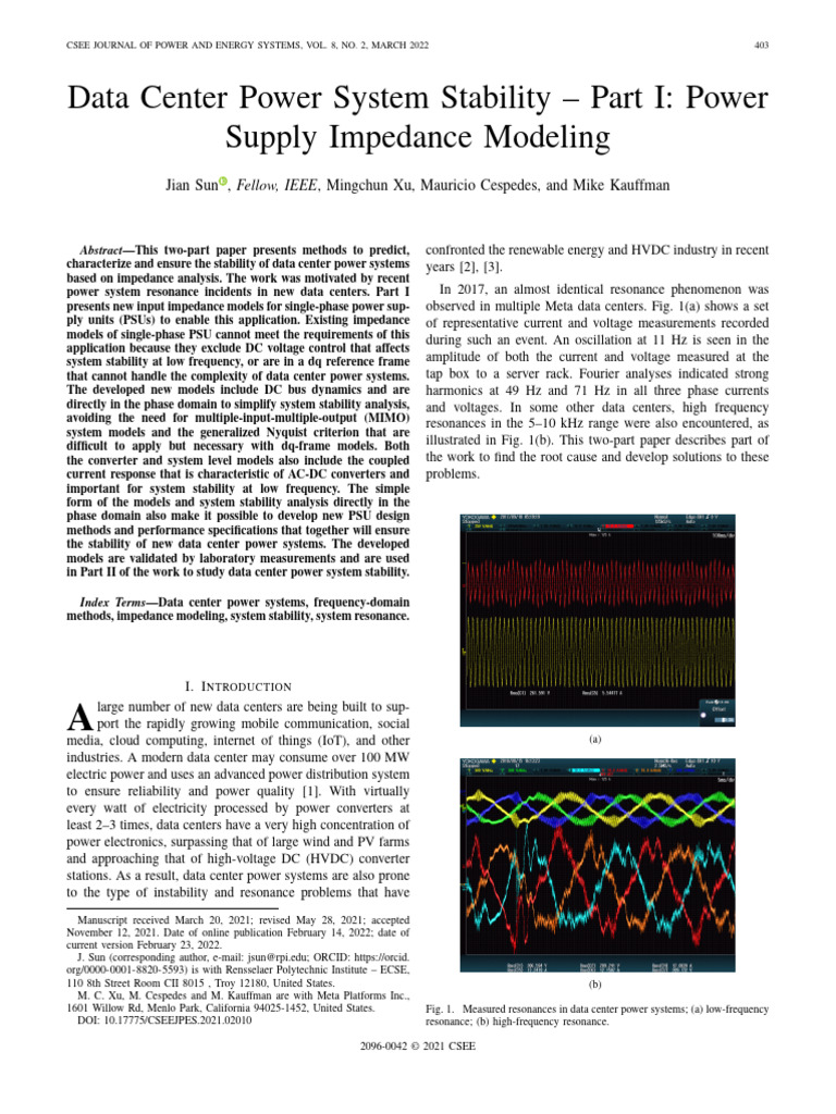 Data Center Power Stability Modeling | PDF | Power Supply | Electrical ...