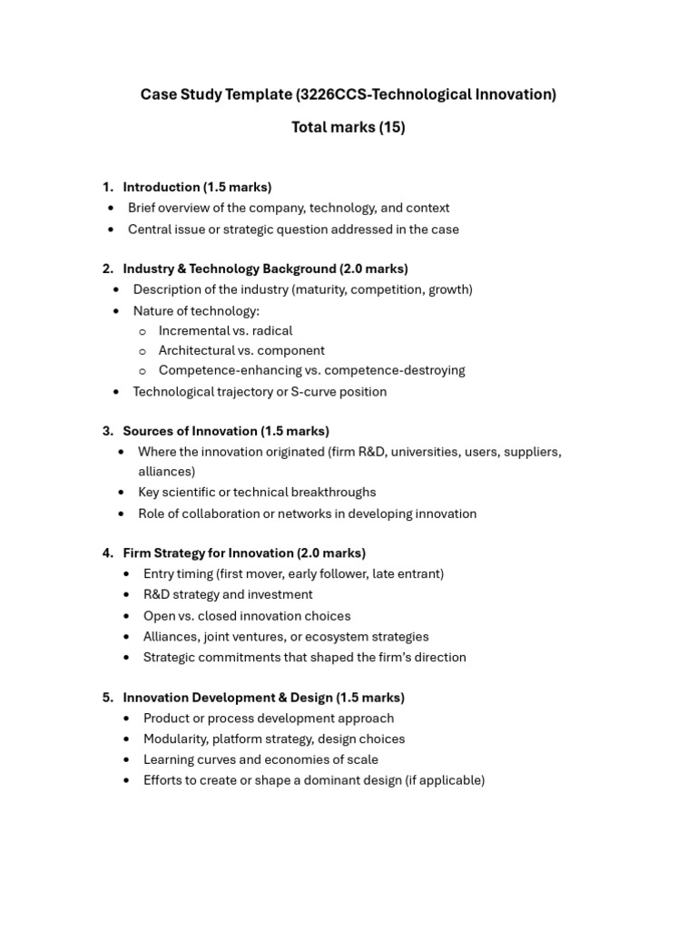 Case Study Template (1) | PDF | Innovation | Intellectual Property