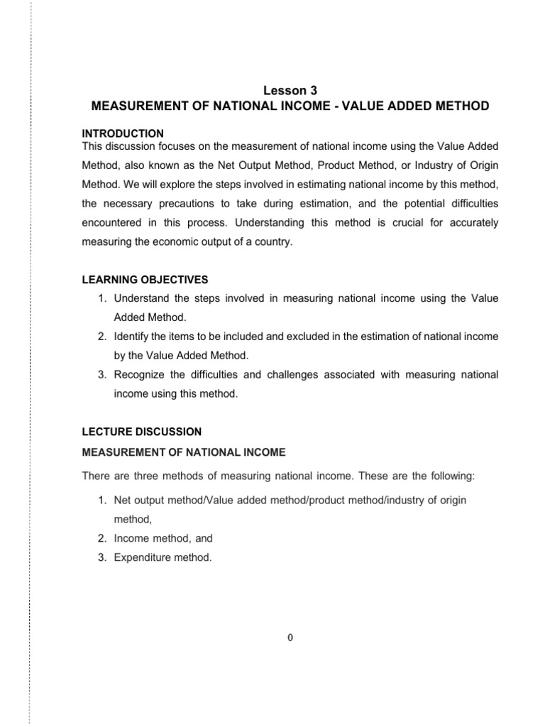 Value Added Method for National Income | PDF | Measures Of National ...