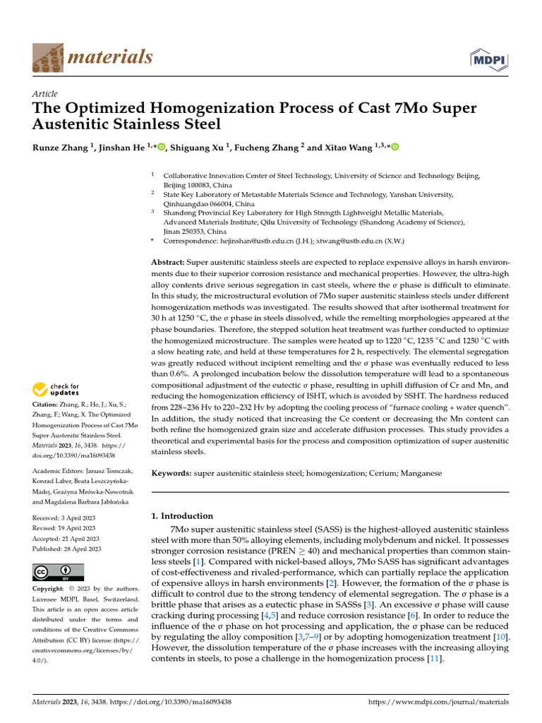 Optimizing Homogenization of 7Mo Steel | PDF | Steel | Heat Treating