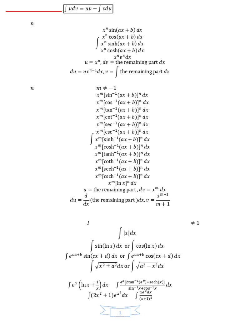 Integration by Parts Techniques | PDF | Geometric Measurement | Mathematics
