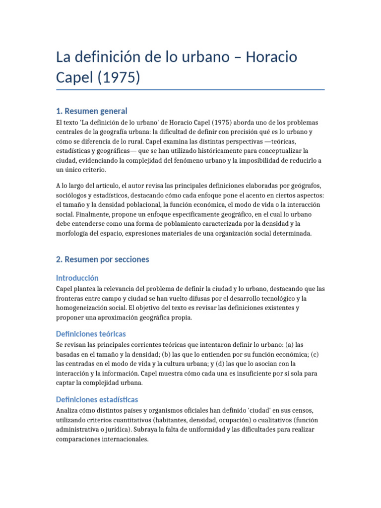 Definición de lo Urbano según Capel | PDF | Geografía | Sociología