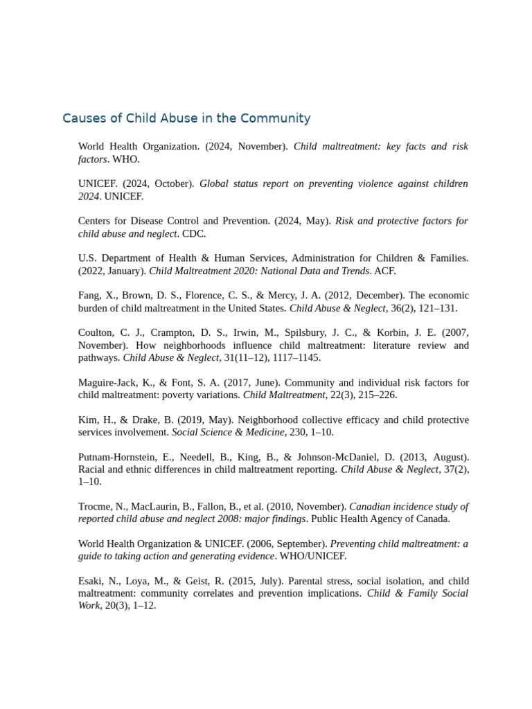 Community Factors in Child Abuse Risks | PDF | Child Abuse | Child Neglect