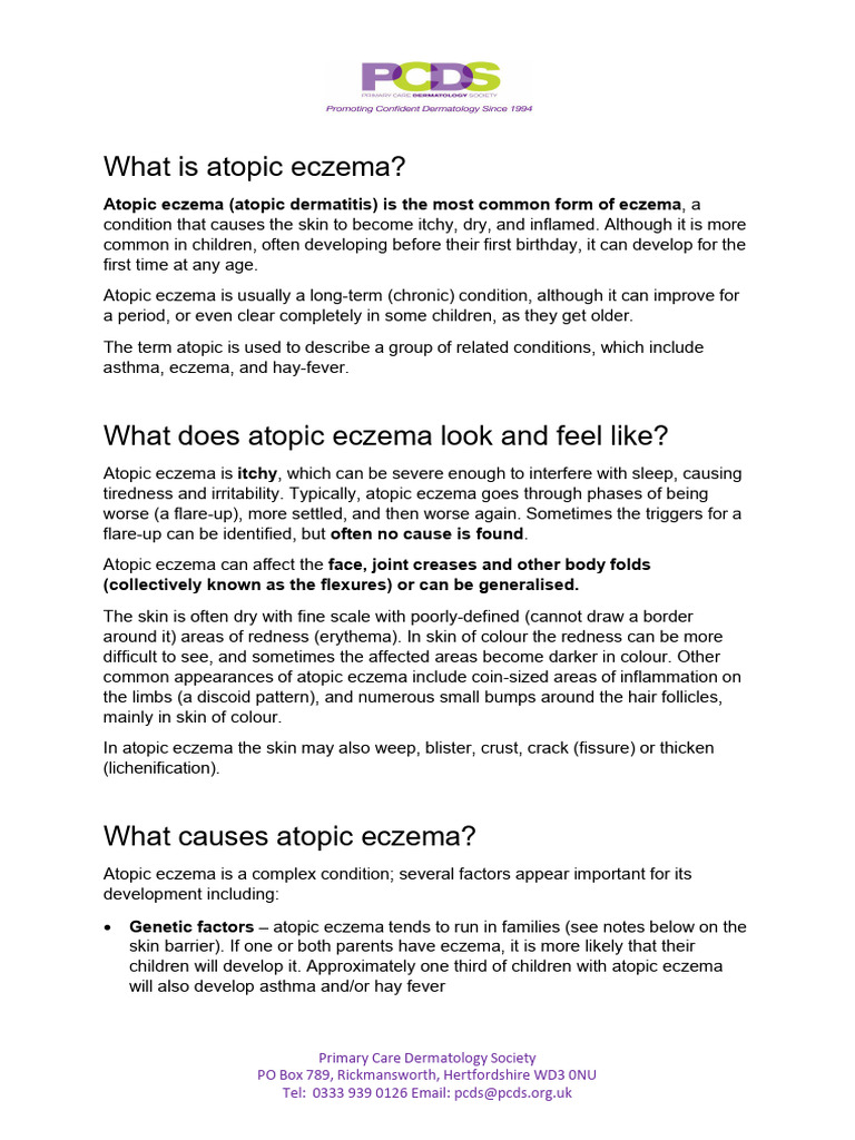 Understanding Atopic Eczema: Causes & Care | PDF | Dermatitis | Allergy