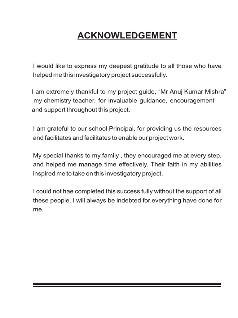Acknowledgment of Project Support | PDF