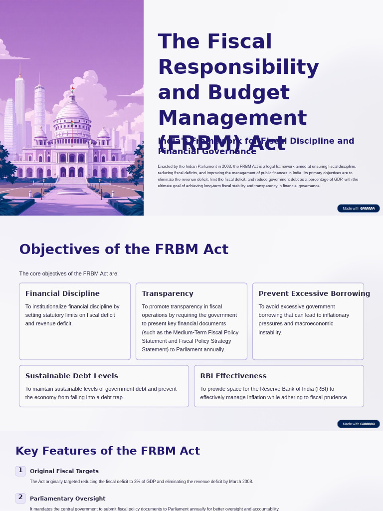 The Fiscal Responsibility and Budget Management FRBM Act (1) | PDF ...