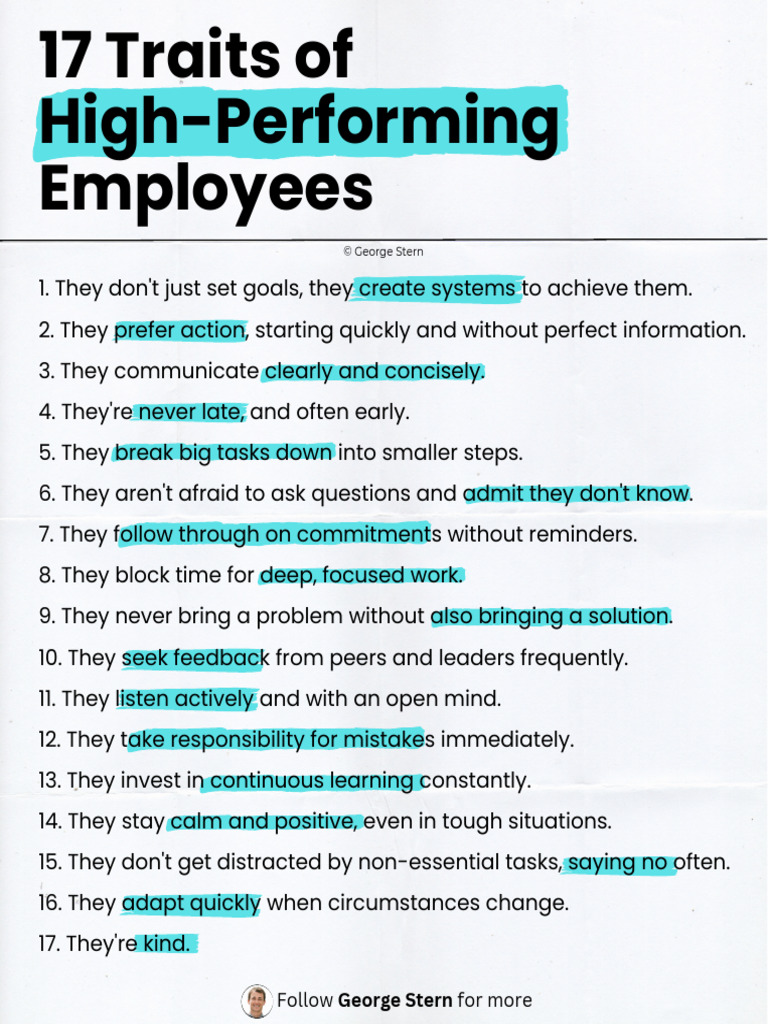 17 Traits of High-Performing Employees | PDF