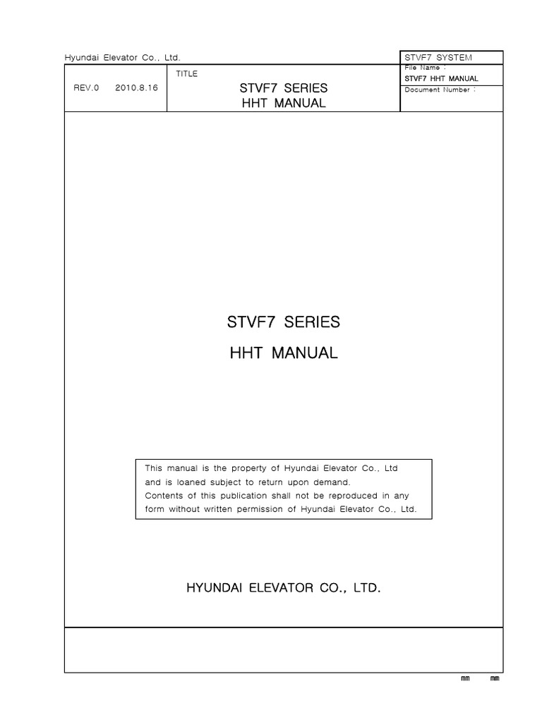 STVF7 HHT Manual Overview | PDF | Elevator | Computer Engineering
