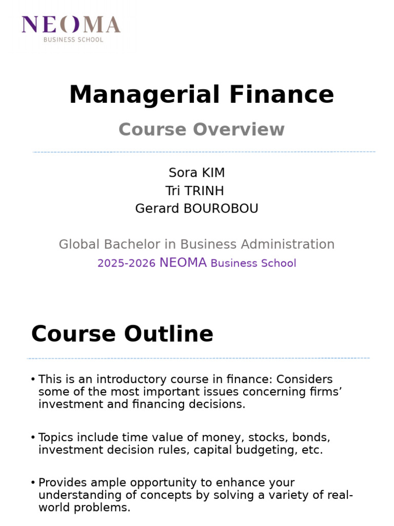 0 Course Overview 2 | PDF | Valuation (Finance) | Net Present Value