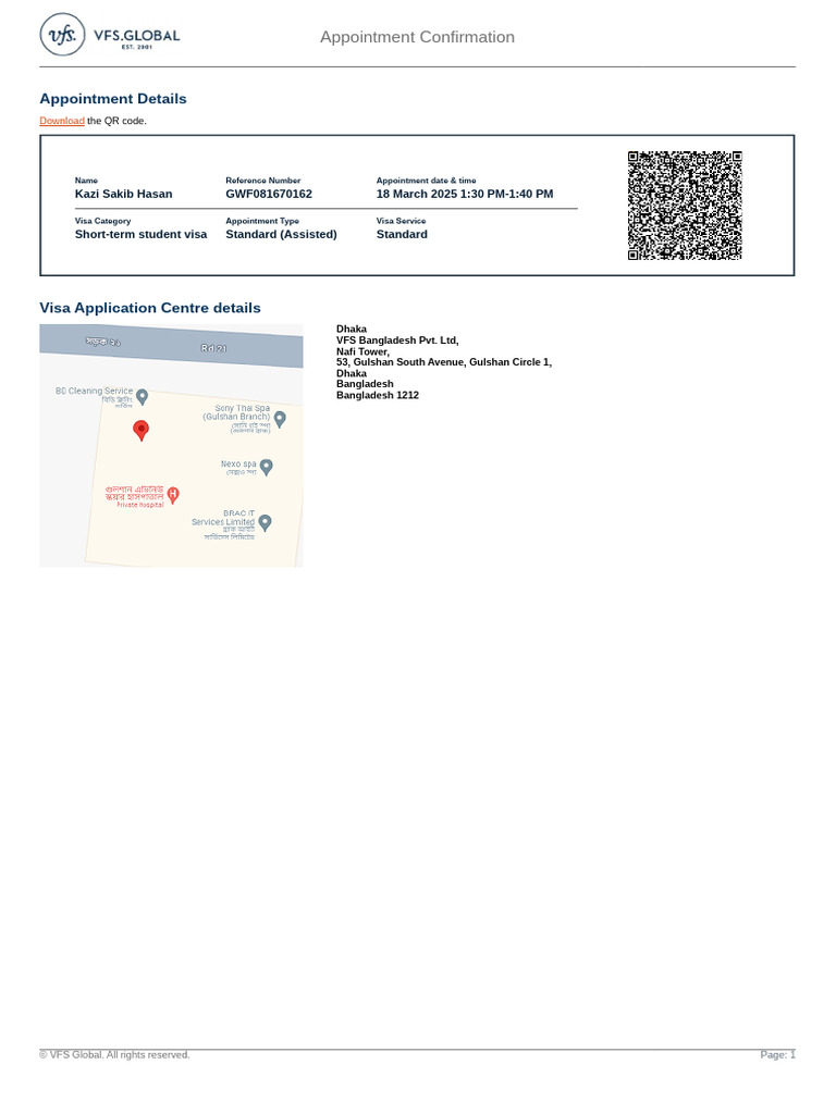 Appointment Confirmation for Student Visa | PDF | Identity Document ...