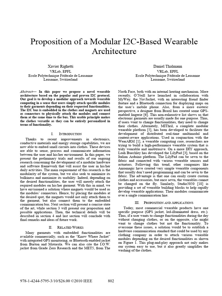 Modular I2C Wearable Architecture Design | PDF | Computing | Computer ...