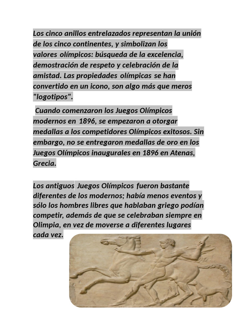 Historia y valores de los Juegos Olímpicos | PDF | Juegos olímpicos ...