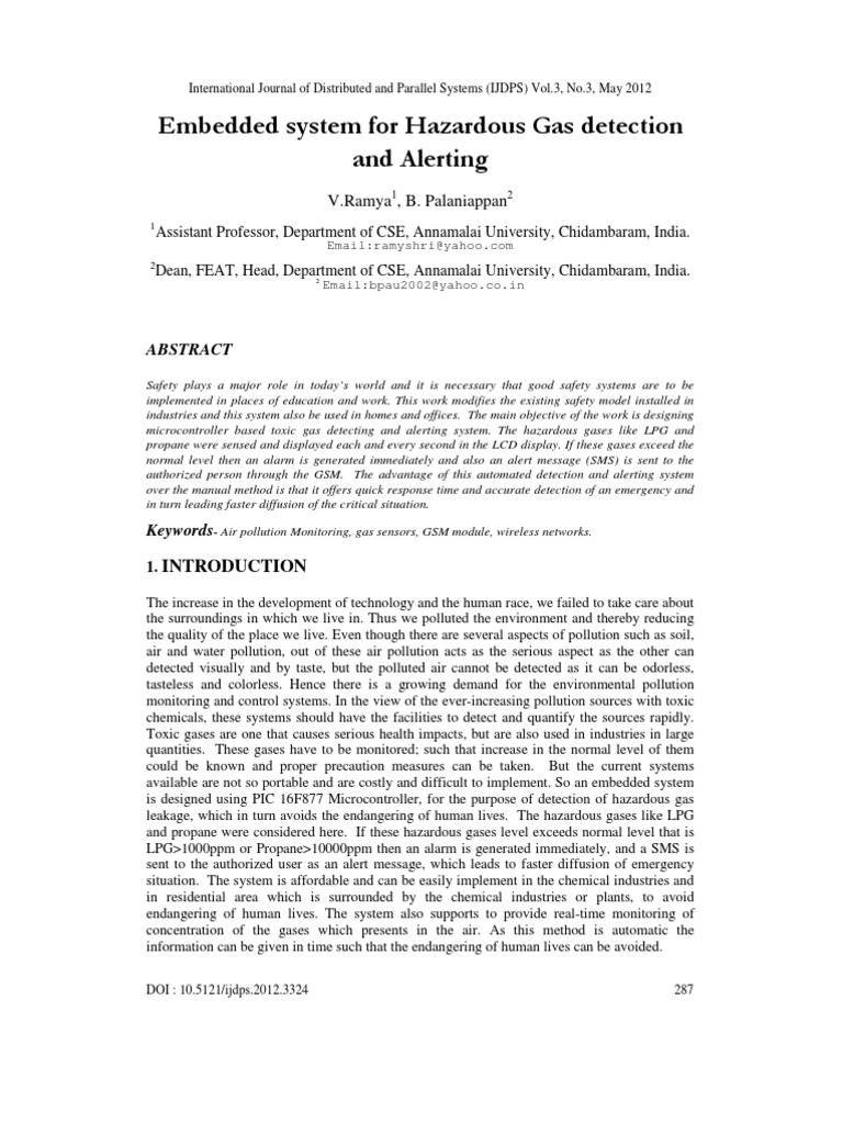 Embedded System For Hazardous Gas Detection and Alerting | PDF | Analog ...
