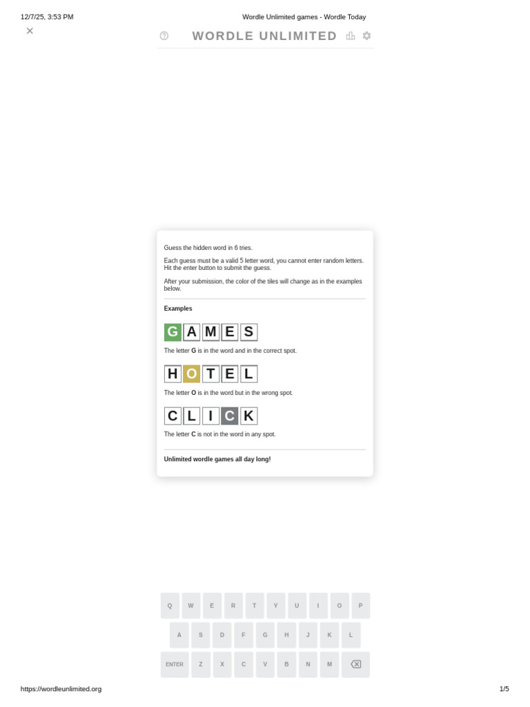 Wordle Unlimited Game Guide | PDF