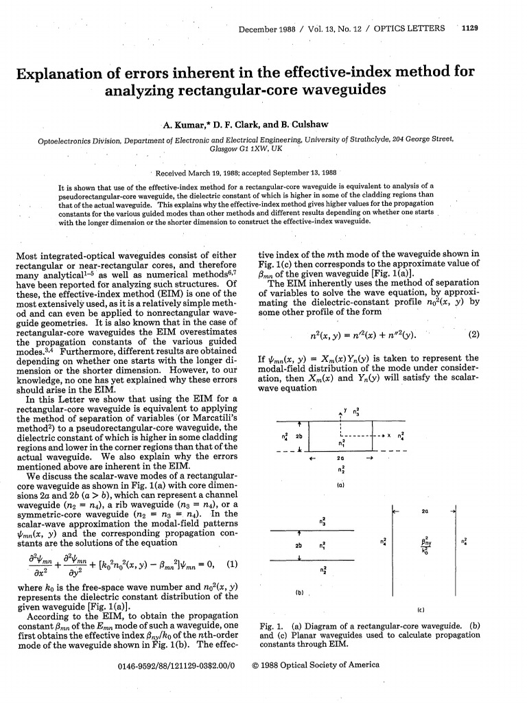 Effective-Index Method Errors in Waveguides | PDF | Waveguide | Waves