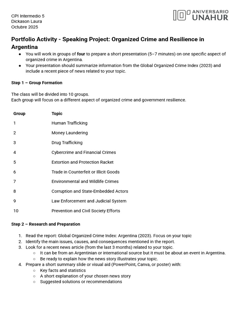 Portfolio Activity (Speaking) | PDF | Organized Crime | Verb