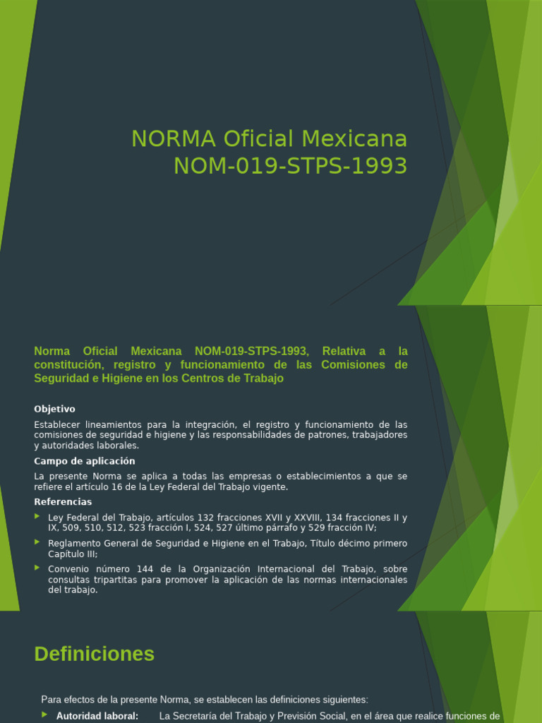 Nom 019 STPS 1993 | PDF | Derecho laboral | Organización Internacional ...
