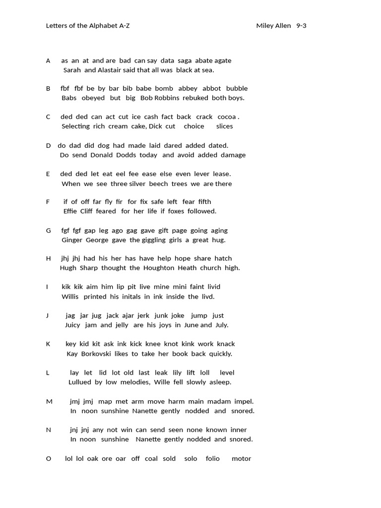 Alphabet Letters A-Z with Examples | PDF | Alphabet | Writing