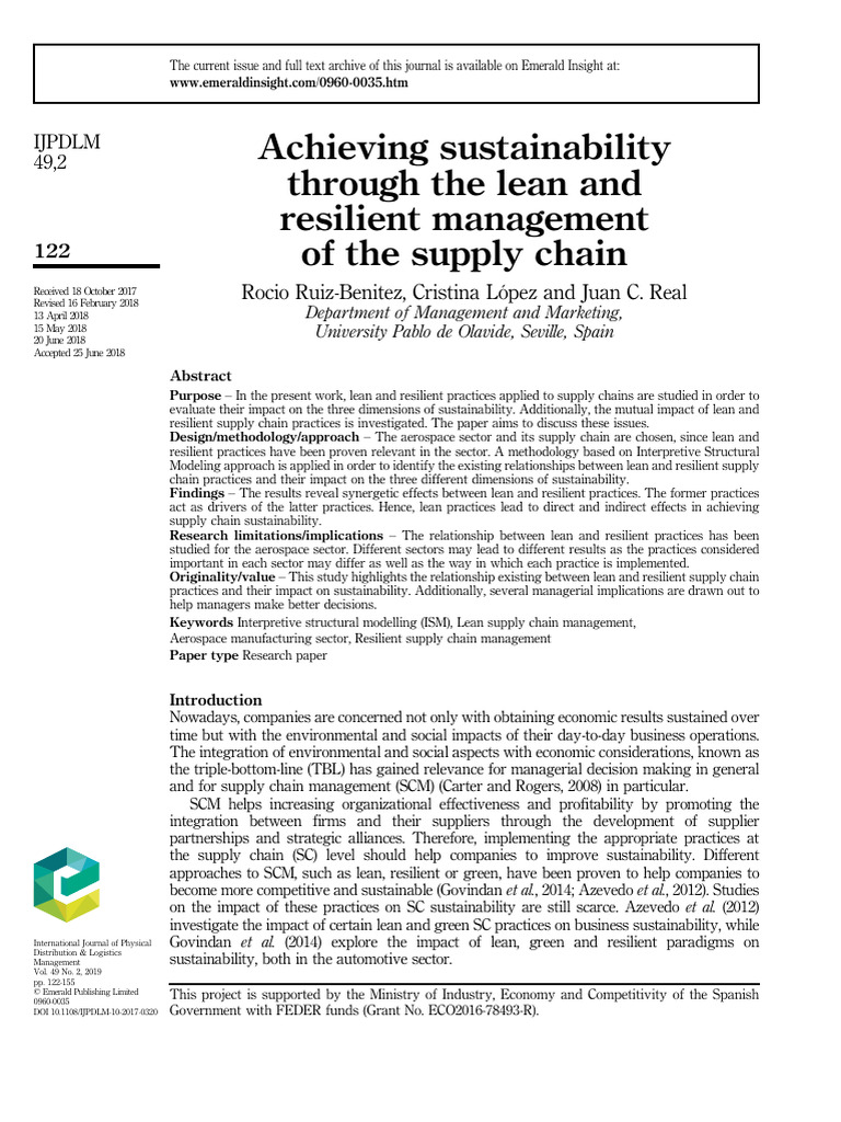 Lean and Resilient Supply Chain Sustainability | PDF | Supply Chain ...