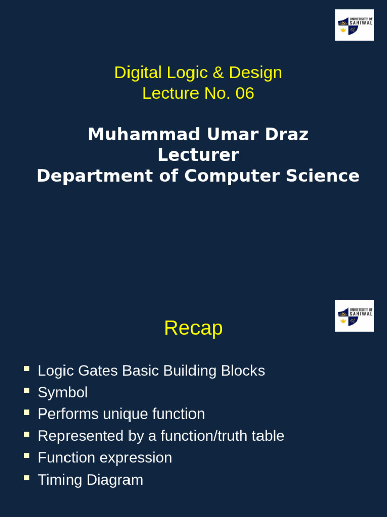 Digital Logic Design - CS302 Power Point Slides Lecture 06 | PDF ...