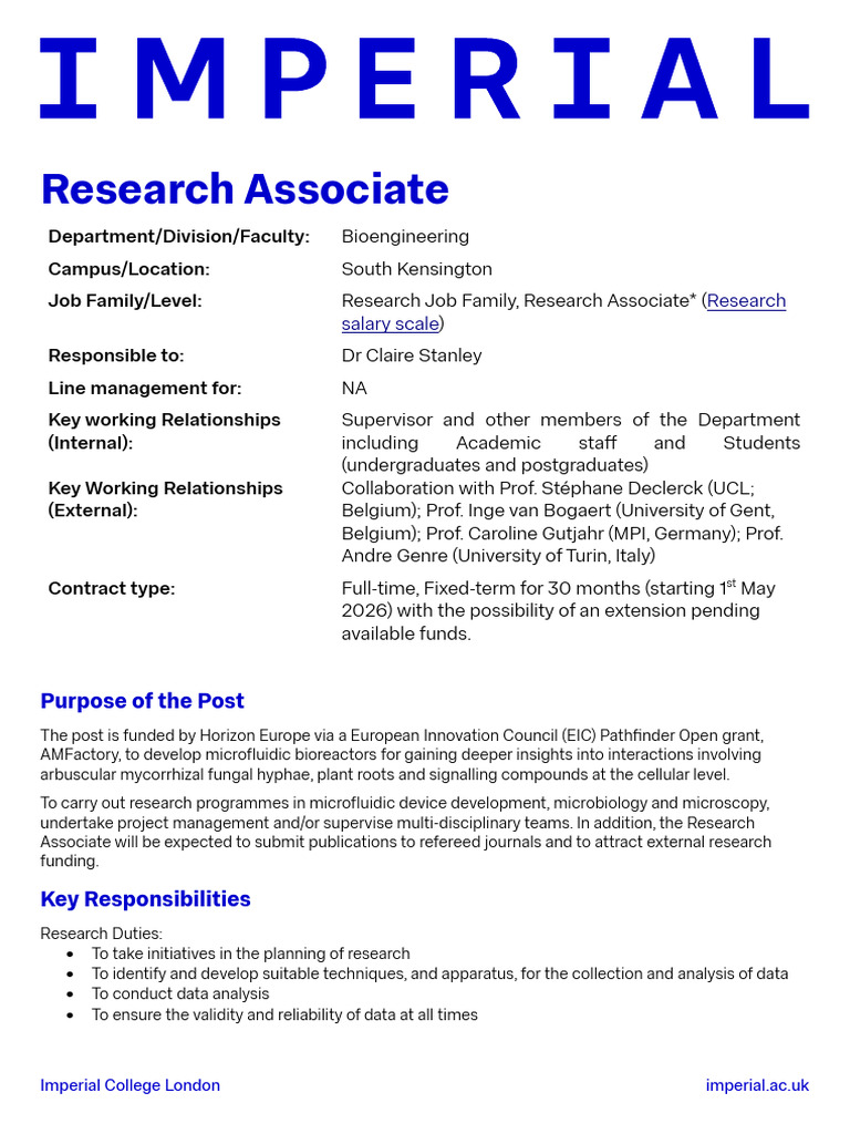 ENG03748 AMFactory Research Associate Job Description | PDF | Doctor Of ...