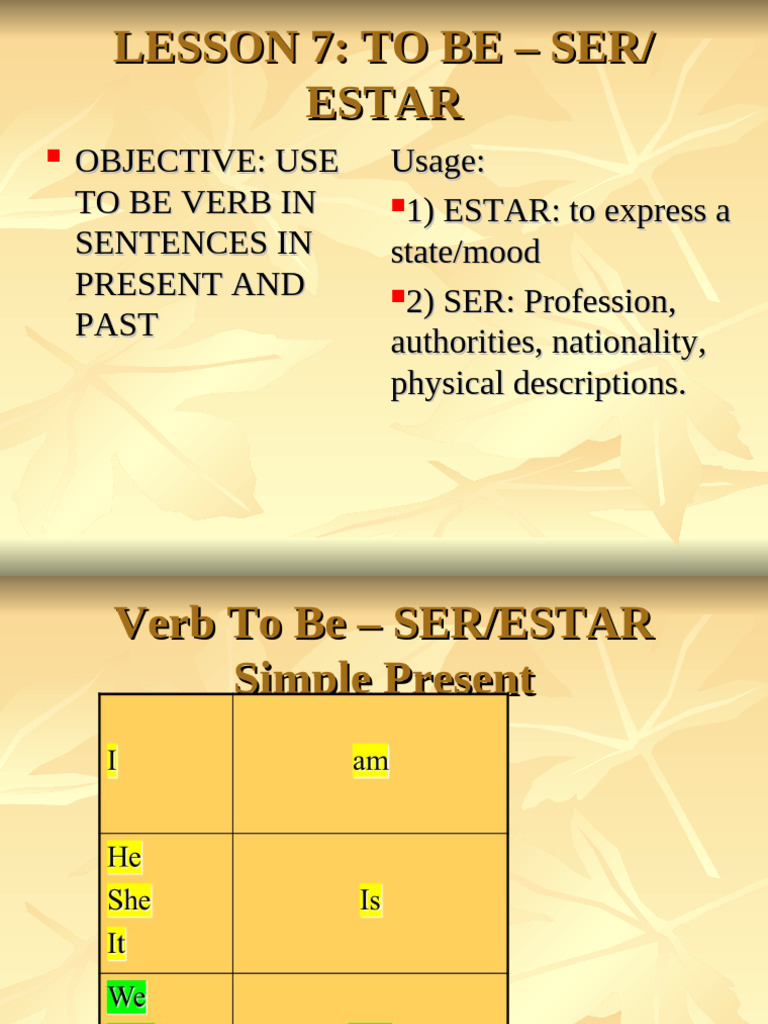 Mastering SER and ESTAR in English | PDF