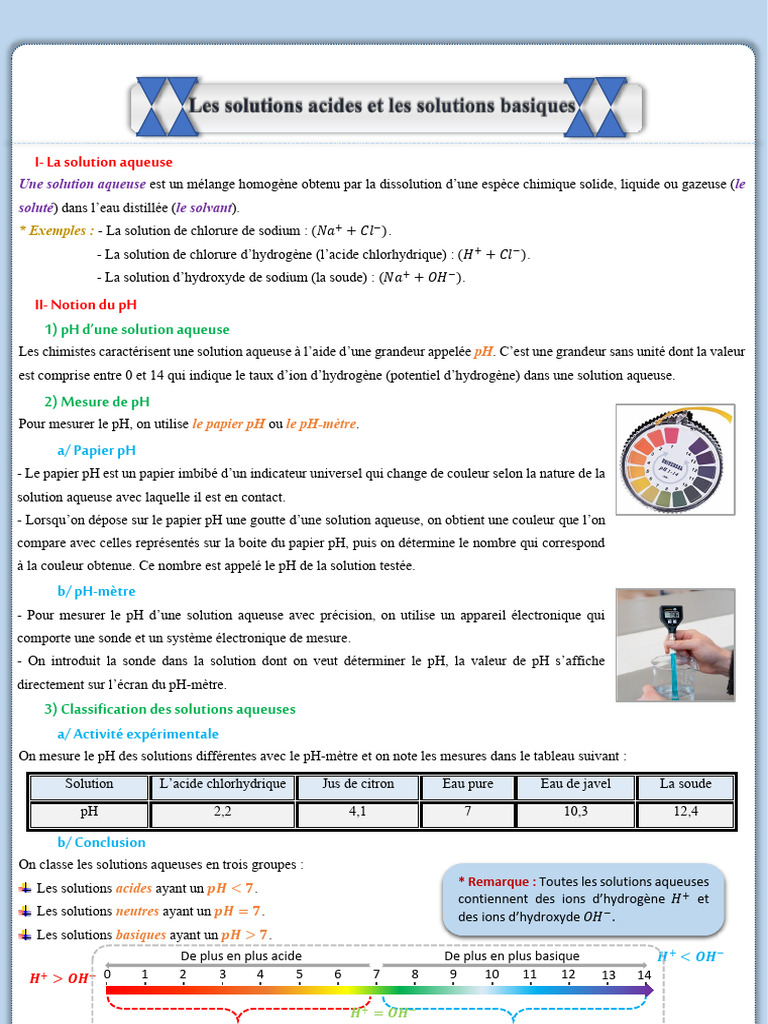 Solutions aqueuses et mesure du pH | PDF | Ph | Chimie