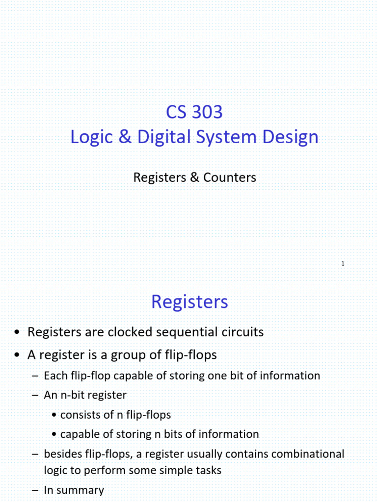 cs303 ch6 Registers Counters | PDF
