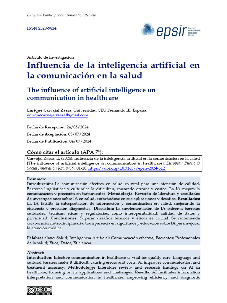 IA y Comunicación en Salud: Impacto y Retos | PDF | Inteligencia ...