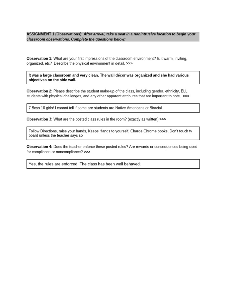 ASSIGNMENT 1 (Observations) - 201 | PDF | Social Psychology