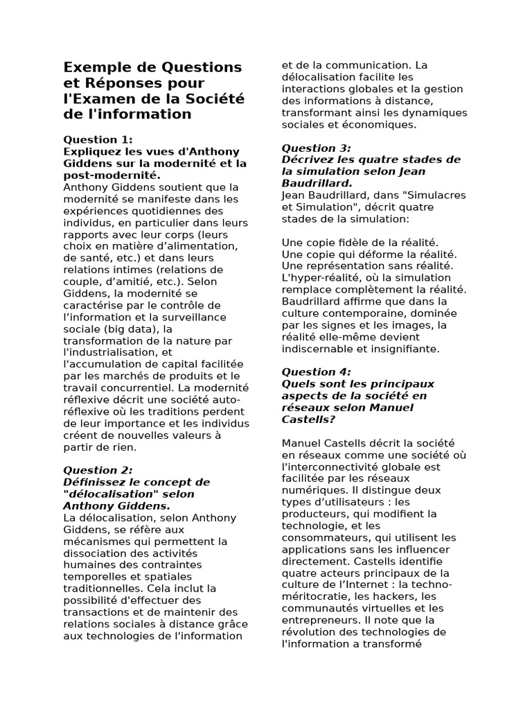 Questions et Réponses sur la Société de l'Information | PDF ...