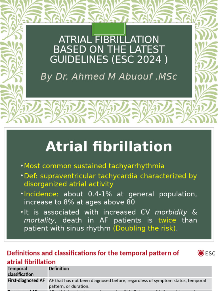 2024 ESC Atrial Fibrillation Guidelines | PDF | Intravenous Therapy ...