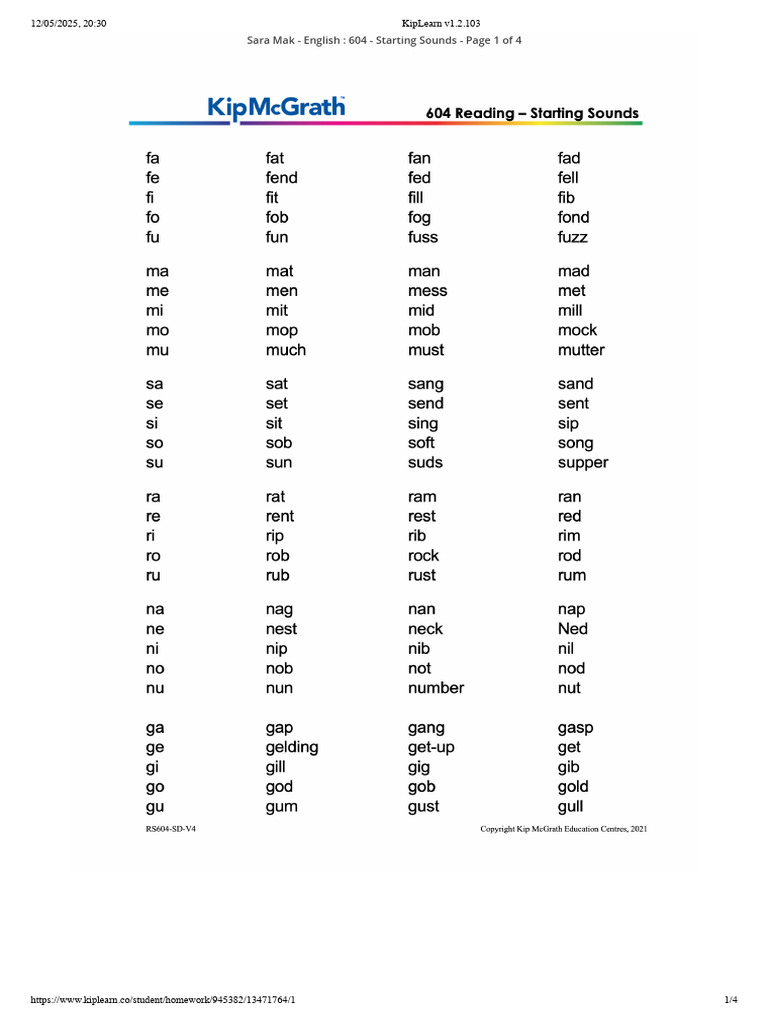 Starting Sounds English Lesson 604 | PDF