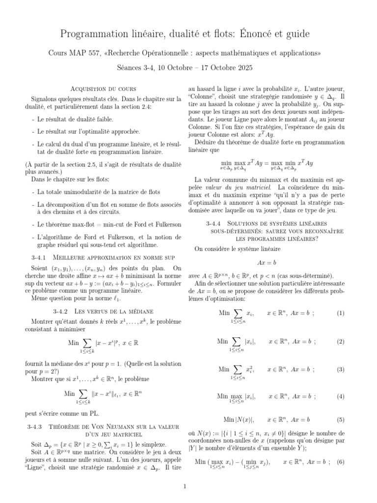 Programmation Linéaire et Dualité en OP | PDF | Optimisation linéaire ...
