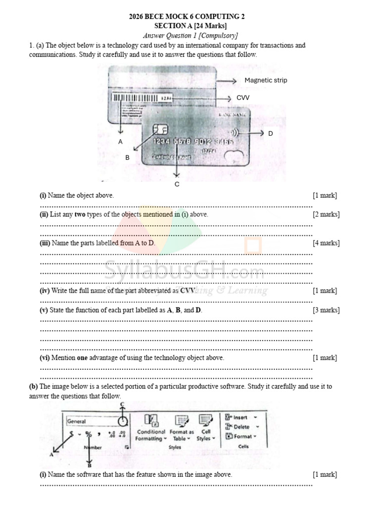 2026 BECE Mock Exam: Computing 2 | PDF | Information Technology ...