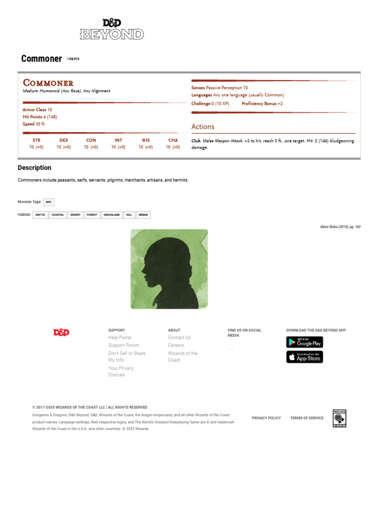 Commoner - Monsters - D&D Beyond | PDF | Dungeons & Dragons | Wizards ...