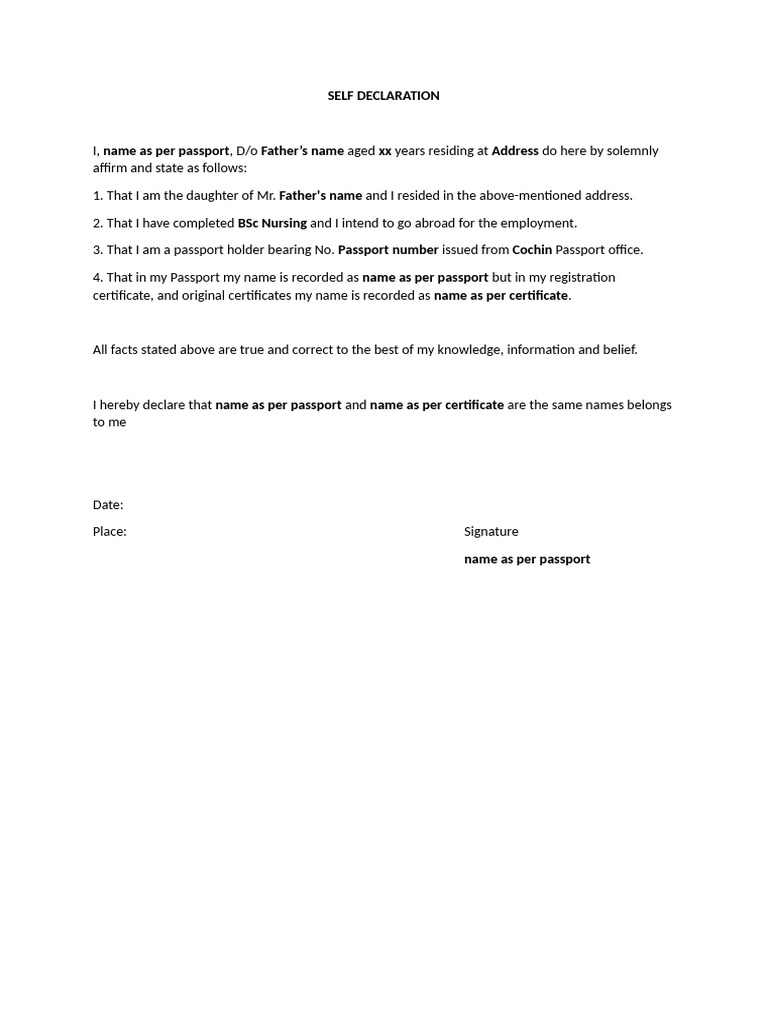 Self Declaration (1) | PDF