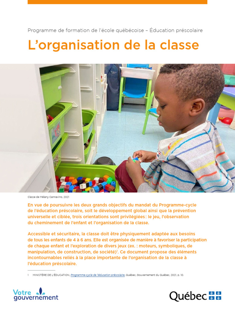 Organisation de la classe en préscolaire | PDF | Environnement naturel ...