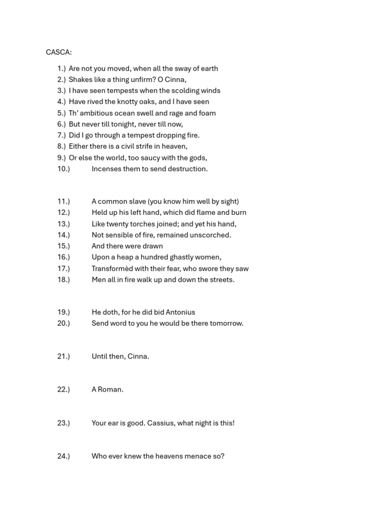 Casca's Ominous Night in Rome | PDF | Julius Caesar