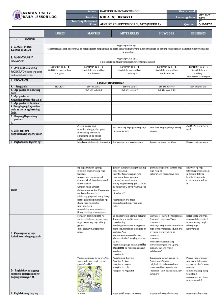 DLL - Esp 1 - Q1 - W1 | PDF