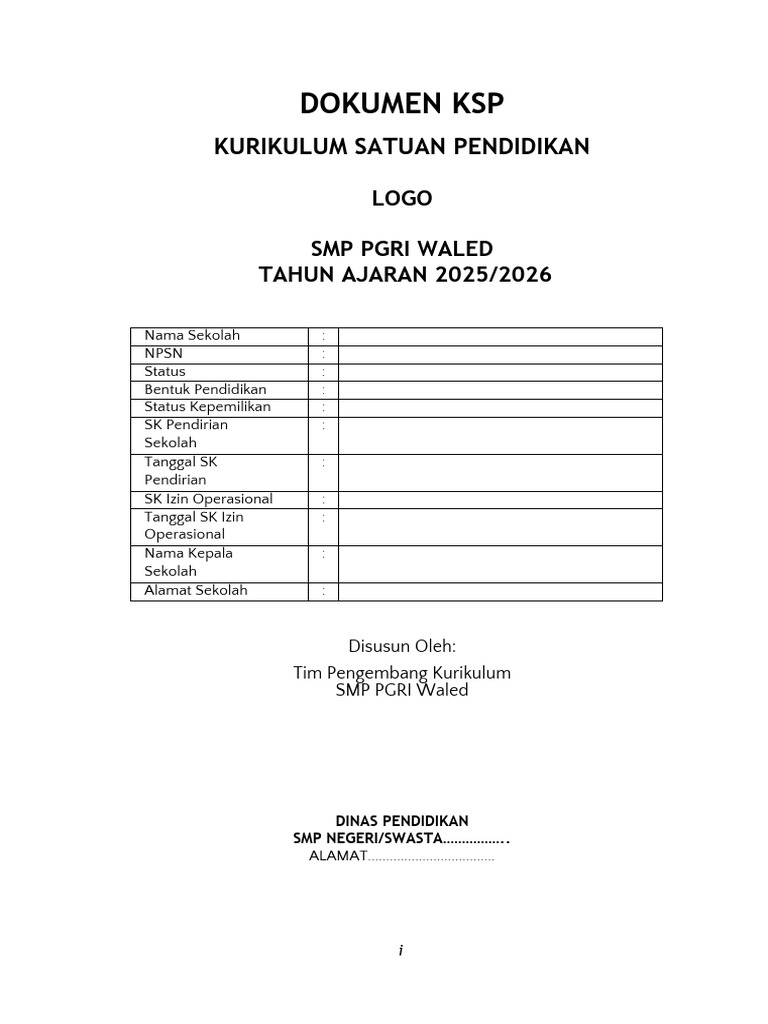 Kurikulum SMP PGRI Waled 2025/2026 | PDF