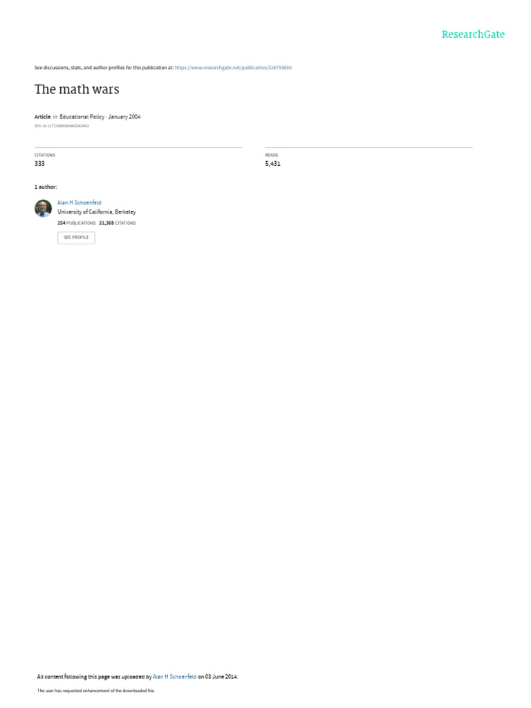 The Math Wars | PDF