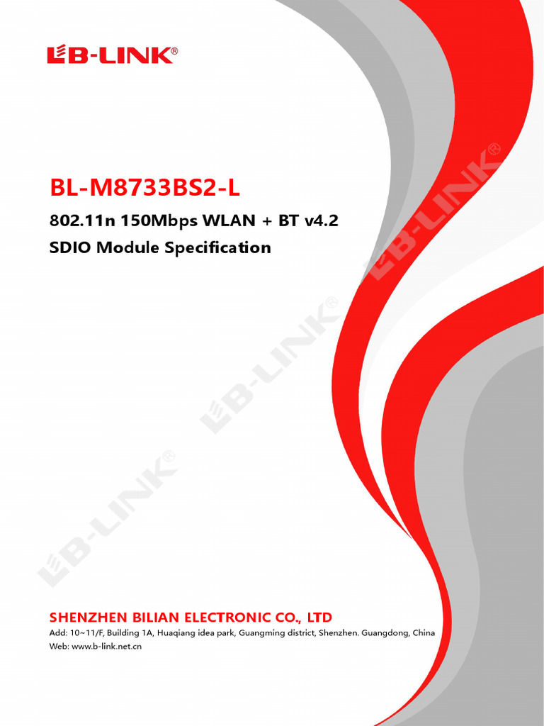 BL-M8733BS2-L WLAN + BT Module Specs | PDF | Ieee 802.11 | Bluetooth