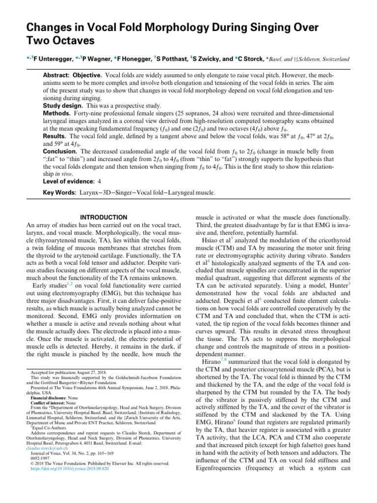 Changes in Vocal Fold Morphology During Singing Over Two Octaves | PDF ...